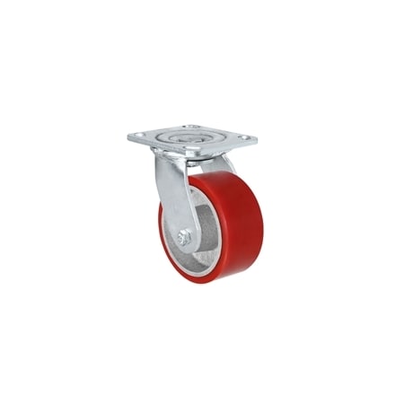 Casterhq MEDIUM DUTY 4"X 2" RED POLYURETHANE ON IRON WHEEL, SWIVEL CASTER 800 MD4X2PISV